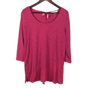 Ellen Tracy Keyhole Tie Suzyit Pitaya Pink Tie Back 3/4 Sleeve Shirt Medium